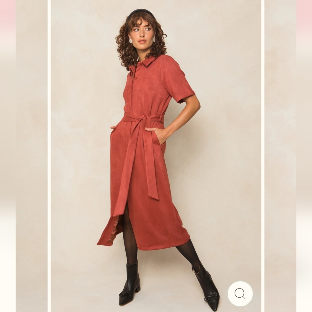 Rory Suede Dress, S, Rust color
